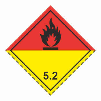 Знак перевозки опасных грузов «Класс 5.2. Органические пероксиды» (светоотражающая пленка, 250х250 мм)